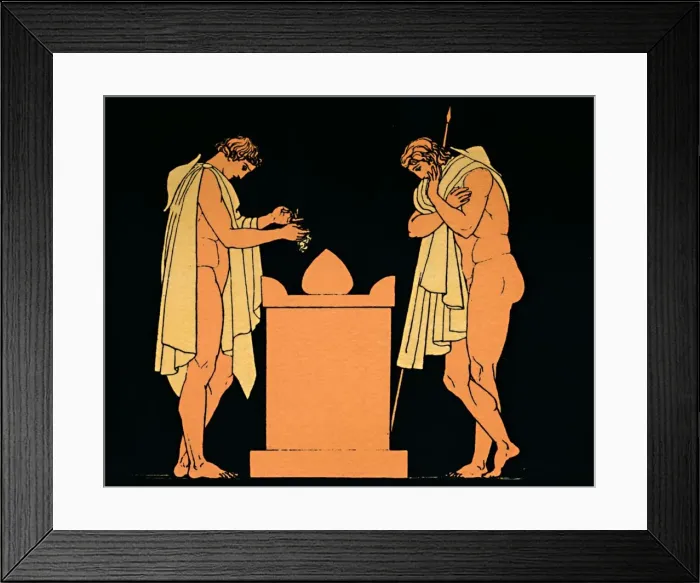 Framed Print : Orestes at the Tomb of his Father, 1880. Artist: Flaxman Framed Print : Orestes at the Tomb of his Father, 1880. Artist: Flaxman