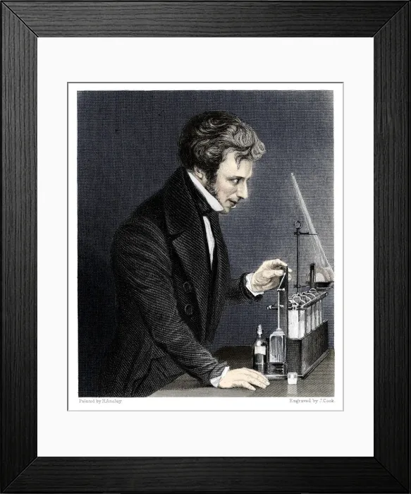Framed Print : Michael Faraday, British chemist and physicist, c1845. Artist: J Cook Framed Print : Michael Faraday, British chemist and physicist, c1845. Artist: J Cook