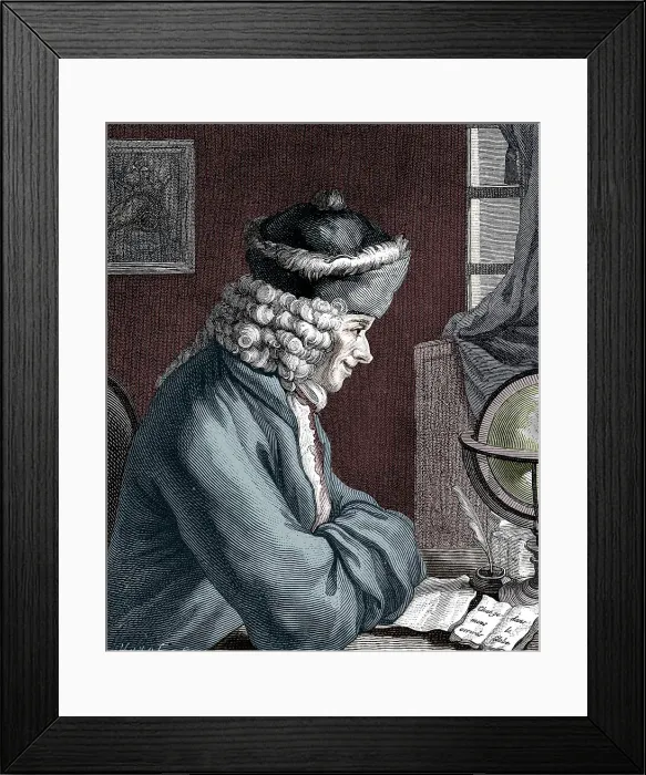 Framed Print : Voltaire, 18th century French author, playwright, satirist and man of letters Framed Print : Voltaire, 18th century French author, playwright, satirist and man of letters
