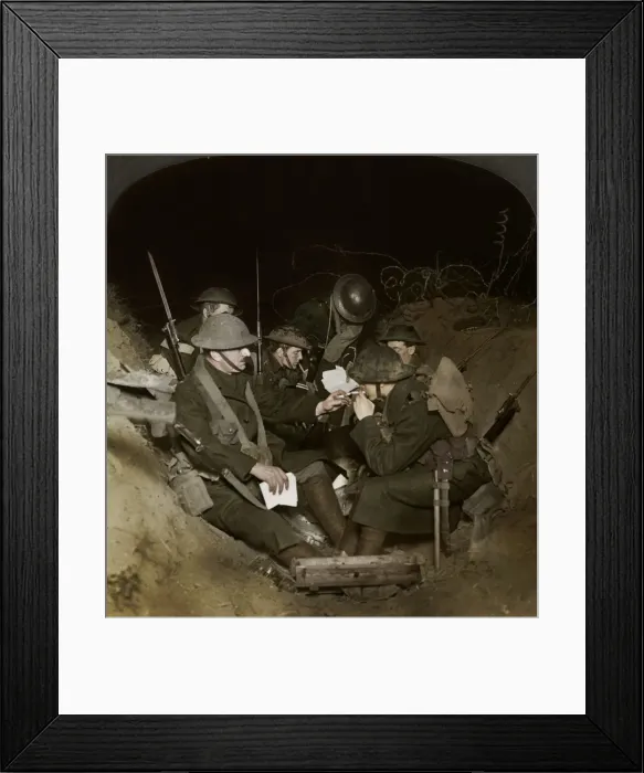 Framed Print : An evening in the reserve trenches at Beaumont Hamel, France, World War I, 1914-1918. Artist: Realistic Travels Publishers Framed Print : An evening in the reserve trenches at Beaumont Hamel, France, World War I, 1914-1918. Artist: Realistic Travels Publishers