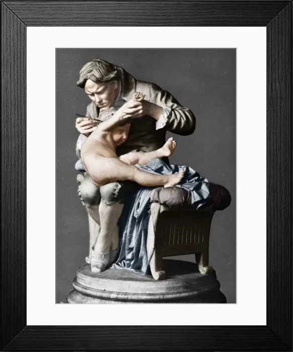 Framed Print : Edward Jenner, English physician, vaccinating his son, c1796 (c1900). Artist: Giulio Monteverde Framed Print : Edward Jenner, English physician, vaccinating his son, c1796 (c1900). Artist: Giulio Monteverde