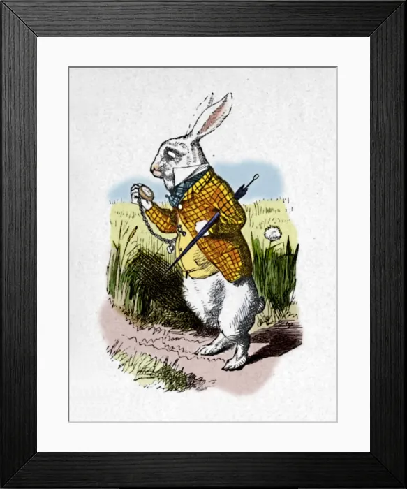 Framed Print : The White Rabbit with a watch, 1889. Artist: John Tenniel Framed Print : The White Rabbit with a watch, 1889. Artist: John Tenniel
