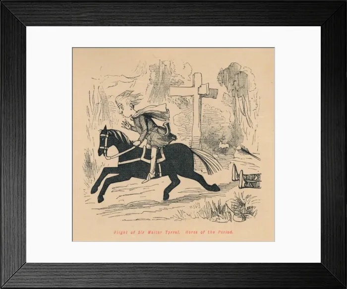 Framed Print : Flight of Sir Walter Tyrrel. Horse of the Period, c1860, (c1860). Artist: John Leech Framed Print : Flight of Sir Walter Tyrrel. Horse of the Period, c1860, (c1860). Artist: John Leech