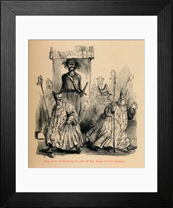 Framed Print : King John threatening to cut off the Noses of the Bishops, c1860, (c1860). Artist: John Leech Framed Print : King John threatening to cut off the Noses of the Bishops, c1860, (c1860). Artist: John Leech