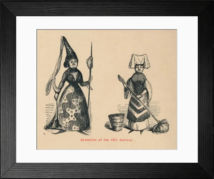 Framed Print : Domestics of the 15th Century. Artist: John Leech Framed Print : Domestics of the 15th Century. Artist: John Leech