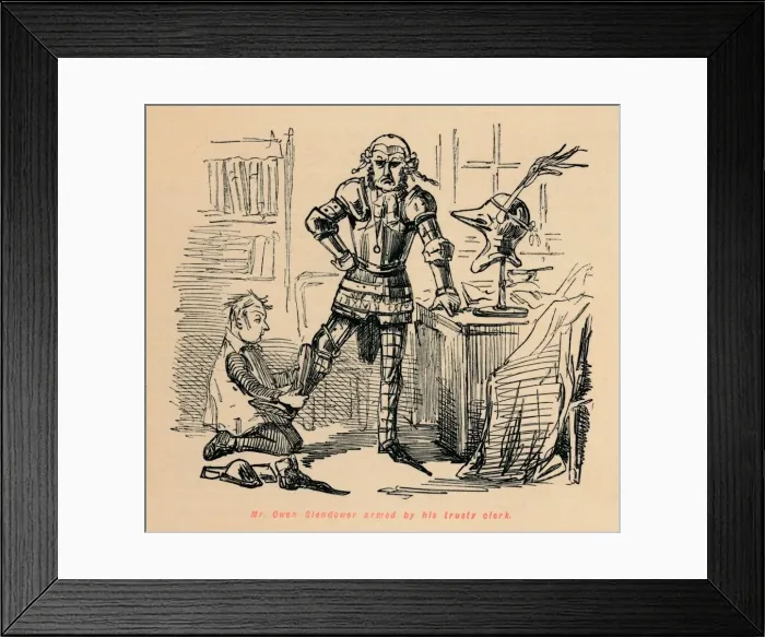 Framed Print : Mr. Owen Glendower armed by his trusty clerk, c1860, (c1860). Artist: John Leech Framed Print : Mr. Owen Glendower armed by his trusty clerk, c1860, (c1860). Artist: John Leech