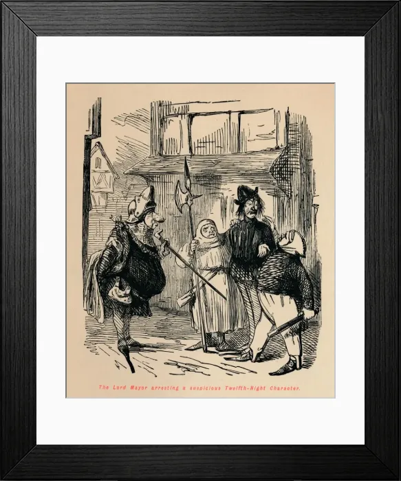 Framed Print : The Lord Mayor arresting a suspicious Twelfth-Night Character, c1860, (c1860). Artist: John Leech Framed Print : The Lord Mayor arresting a suspicious Twelfth-Night Character, c1860, (c1860). Artist: John Leech