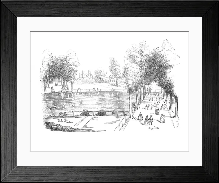Framed Print : Rosamonds Pond in 1740, c1870 Framed Print : Rosamonds Pond in 1740, c1870