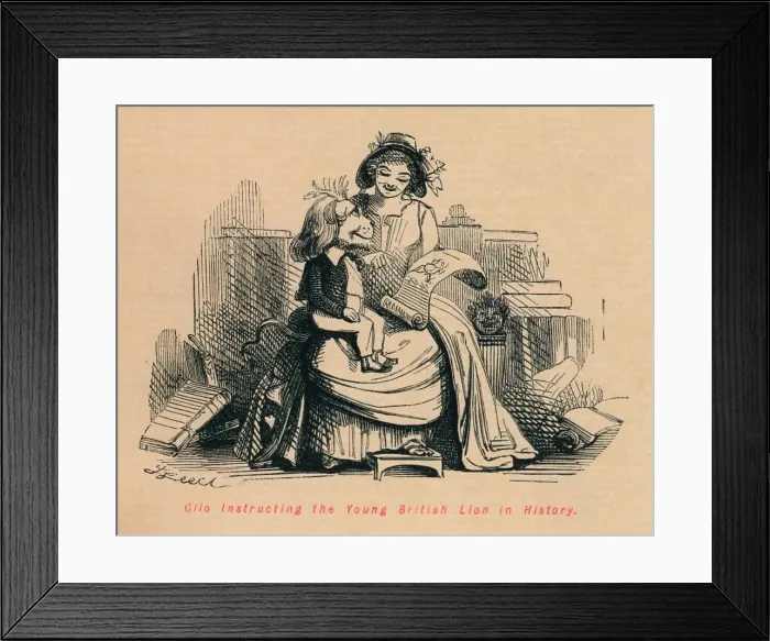 Framed Print : Clio instructing the Young British Lion in History, c1860, (c1860). Artist: John Leech Framed Print : Clio instructing the Young British Lion in History, c1860, (c1860). Artist: John Leech
