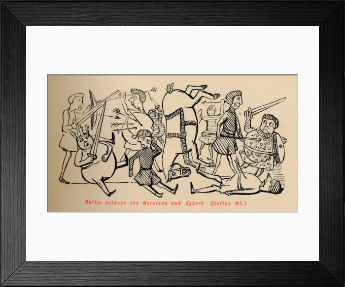 Framed Print : Battle between the Mercians and Egbert, c1860, (c1860). Artist: John Leech Framed Print : Battle between the Mercians and Egbert, c1860, (c1860). Artist: John Leech