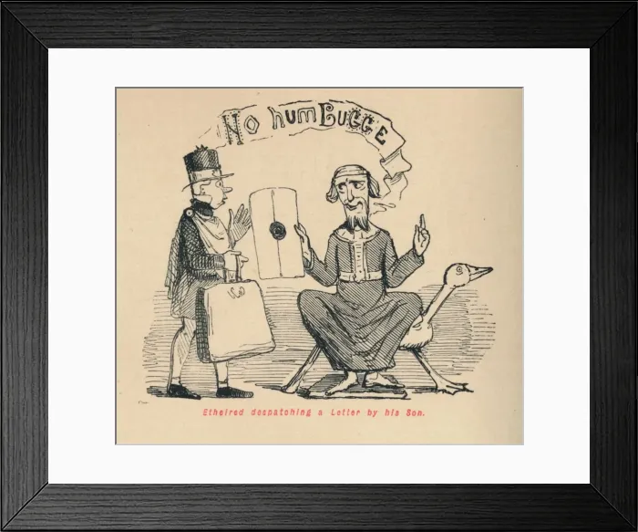 Framed Print : Ethelred despatching a Letter by his Son, c1860, (c1860). Artist: John Leech Framed Print : Ethelred despatching a Letter by his Son, c1860, (c1860). Artist: John Leech