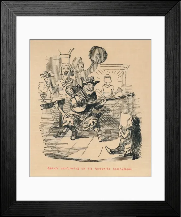 Framed Print : Canute performing on his favourite instrument, c1860, (c1860). Artist: John Leech Framed Print : Canute performing on his favourite instrument, c1860, (c1860). Artist: John Leech