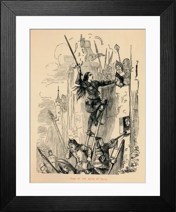 Framed Print : Joan at the walls of Paris. Artist: John Leech Framed Print : Joan at the walls of Paris. Artist: John Leech