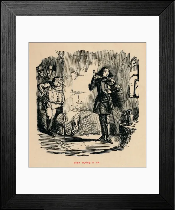 Framed Print : Joan trying it on. Artist: John Leech Framed Print : Joan trying it on. Artist: John Leech