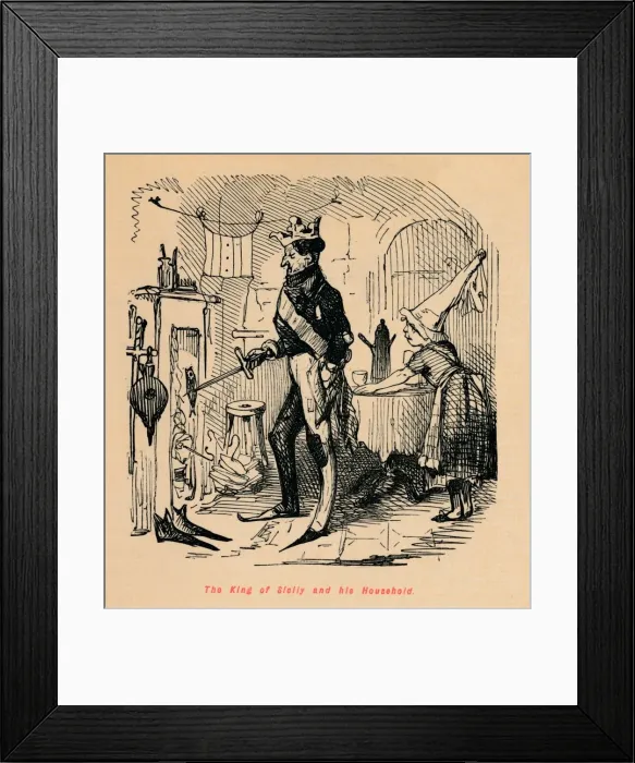 Framed Print : The King of Sicily and his Household. Artist: John Leech Framed Print : The King of Sicily and his Household. Artist: John Leech