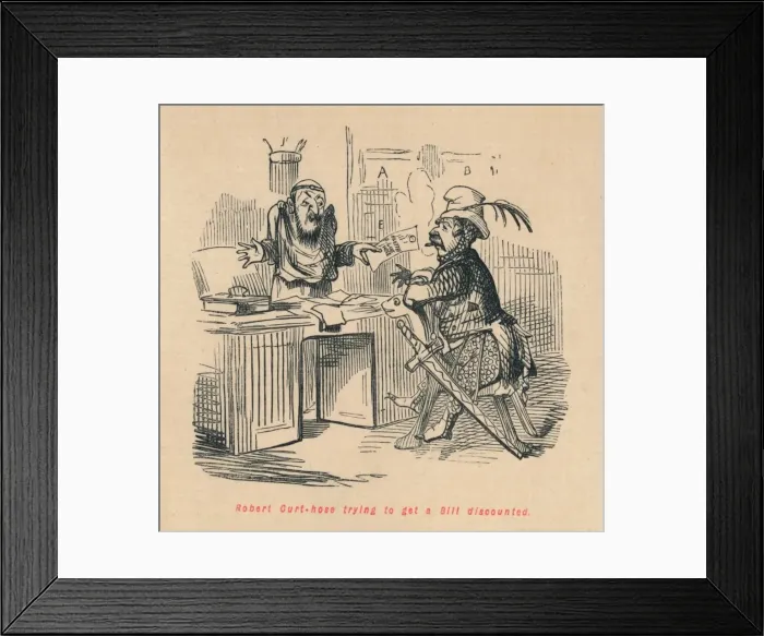 Framed Print : Robert Curthose trying to get a Bill discounted, c1860, (c1860). Artist: John Leech Framed Print : Robert Curthose trying to get a Bill discounted, c1860, (c1860). Artist: John Leech
