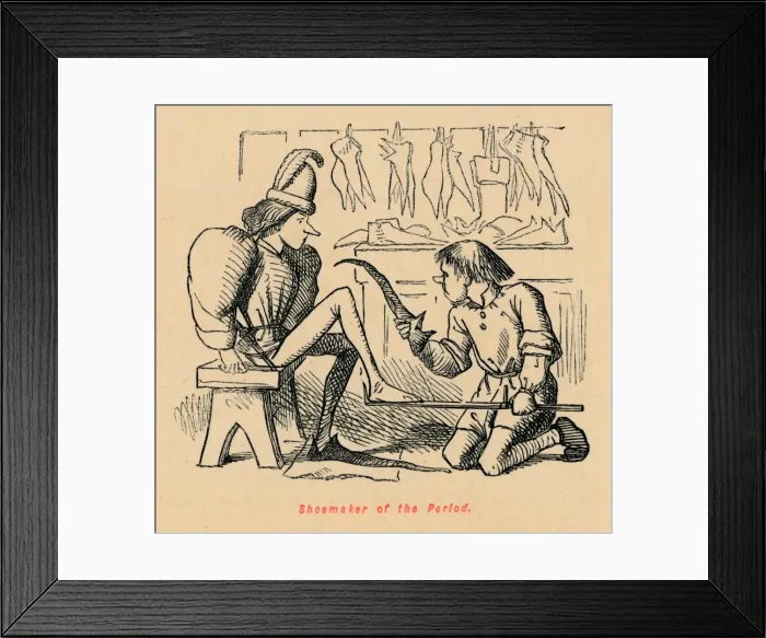 Framed Print : Shoemaker of the Period. Artist: John Leech Framed Print : Shoemaker of the Period. Artist: John Leech