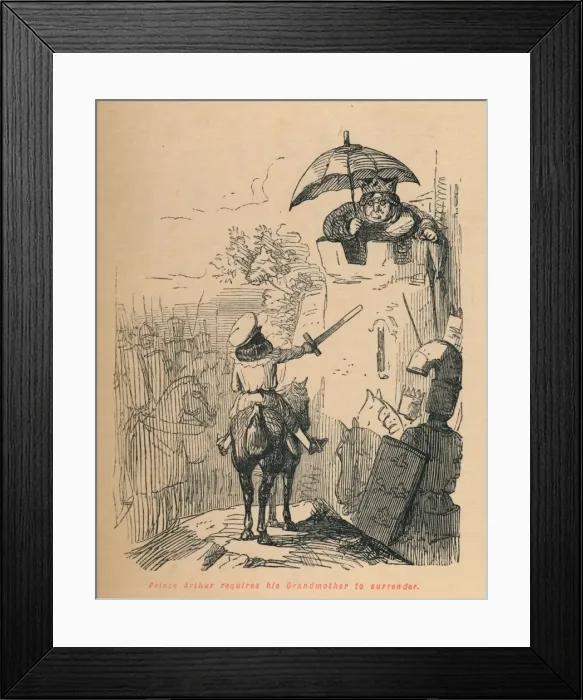 Framed Print : Prince Arthur requires his Grandmother to surrender, c1860, (c1860). Artist: John Leech Framed Print : Prince Arthur requires his Grandmother to surrender, c1860, (c1860). Artist: John Leech
