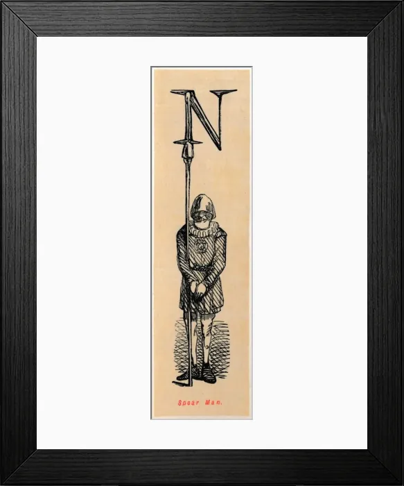 Framed Print : Spear Man. Artist: John Leech Framed Print : Spear Man. Artist: John Leech