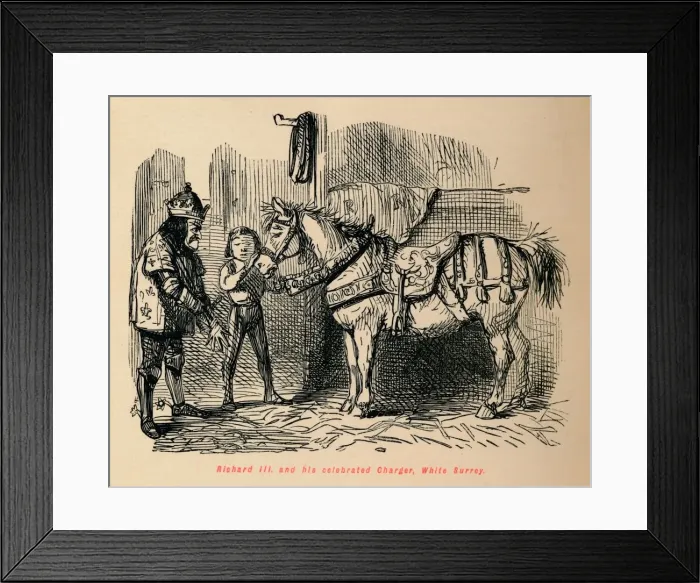 Framed Print : Richard III. and his celebrated Charger, White Surrey. Artist: John Leech Framed Print : Richard III. and his celebrated Charger, White Surrey. Artist: John Leech