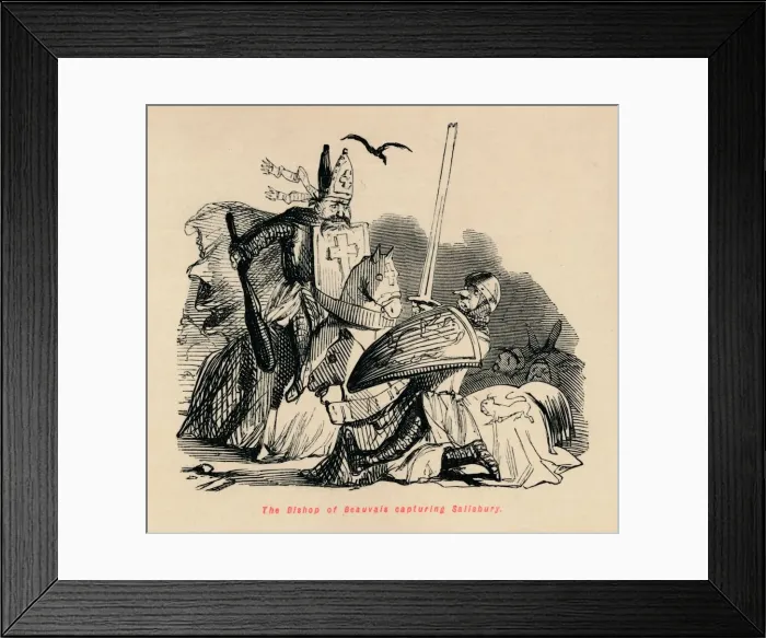 Framed Print : The Bishop of Beauvais capturing Salisbury, c1860, (c1860). Artist: John Leech