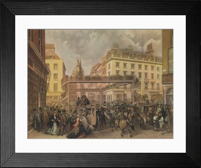 Framed Print : Design for a new footbridge at the crossing Ludgate Hill and Fleet Street, City of London, 1862. Artist: Kell Brothers Framed Print : Design for a new footbridge at the crossing Ludgate Hill and Fleet Street, City of London, 1862. Artist: Kell Brothers