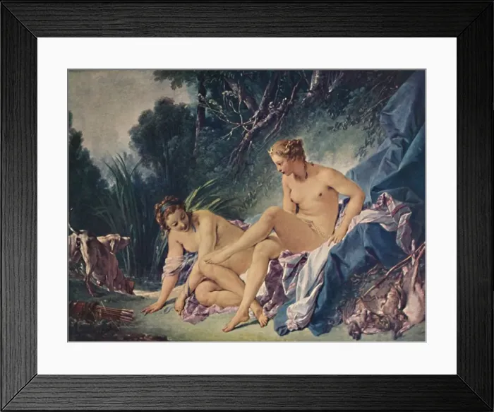 Framed Print : Diana Leaving the Bath with One of Her Companions, 1742, (1911). Artist: Francois Boucher Framed Print : Diana Leaving the Bath with One of Her Companions, 1742, (1911). Artist: Francois Boucher