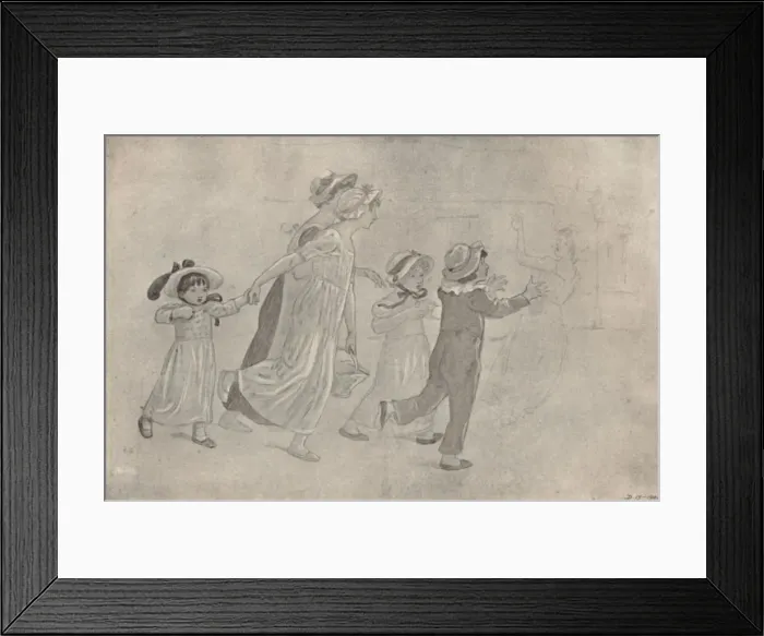 Framed Print : Water-Colour Drawing for Colour Wood-Block Print, 1880-1890, (1923). Artist: Catherine Greenaway Framed Print : Water-Colour Drawing for Colour Wood-Block Print, 1880-1890, (1923). Artist: Catherine Greenaway