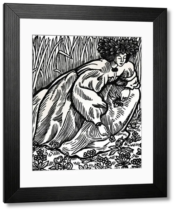 Framed Print : The Poems of Ronsard. Original Woodcut, 1902, (1923). Artist: Lucien Pissarro Framed Print : The Poems of Ronsard. Original Woodcut, 1902, (1923). Artist: Lucien Pissarro