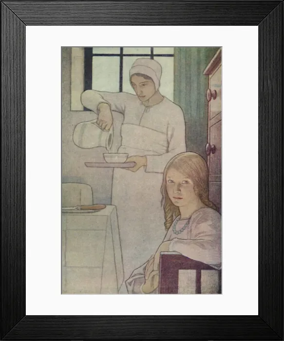 Framed Print : Lois and Her Nurse. From A Book of Quaker Saints. (L. V. Hodgkin. ), 1923. Artist: Frederick Cayley Robinson Framed Print : Lois and Her Nurse. From A Book of Quaker Saints. (L. V. Hodgkin. ), 1923. Artist: Frederick Cayley Robinson