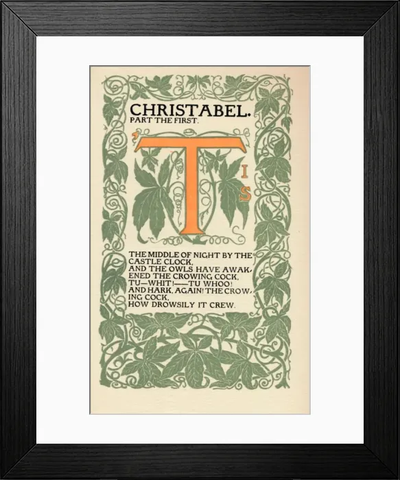 Framed Print : Eragny Press: Opening Page of Coleridges Christabel, 1895-1914. Artist: Lucien Pissaro