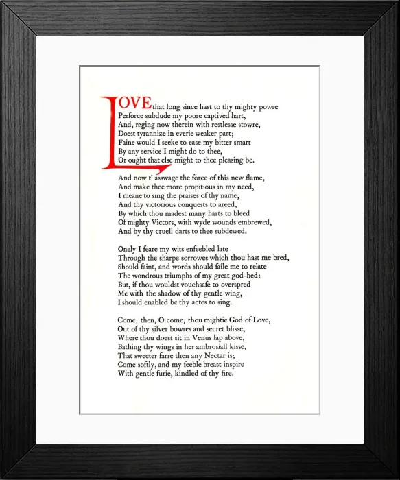 Framed Print : Page from Edmund Spensers Four Hymns on Earthly and Heavenly Love and Beauty, 1912, (1914). Artist: W. F. Northend Framed Print : Page from Edmund Spensers Four Hymns on Earthly and Heavenly Love and Beauty, 1912, (1914). Artist: W. F. Northend