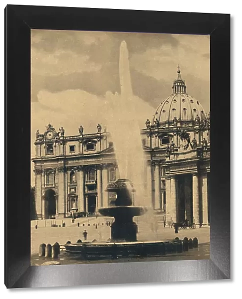 Roma - St. Peters Square. Fountain and facade by Carlo Maderno. Cupola by Michelangelo, 1910