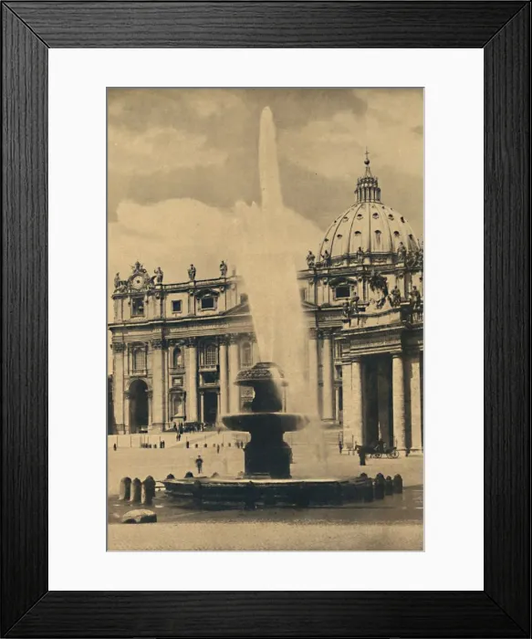 Framed Print : Roma - St. Peters Square. Fountain and facade by Carlo Maderno. Cupola by Michelangelo, 1910 Framed Print : Roma - St. Peters Square. Fountain and facade by Carlo Maderno. Cupola by Michelangelo, 1910