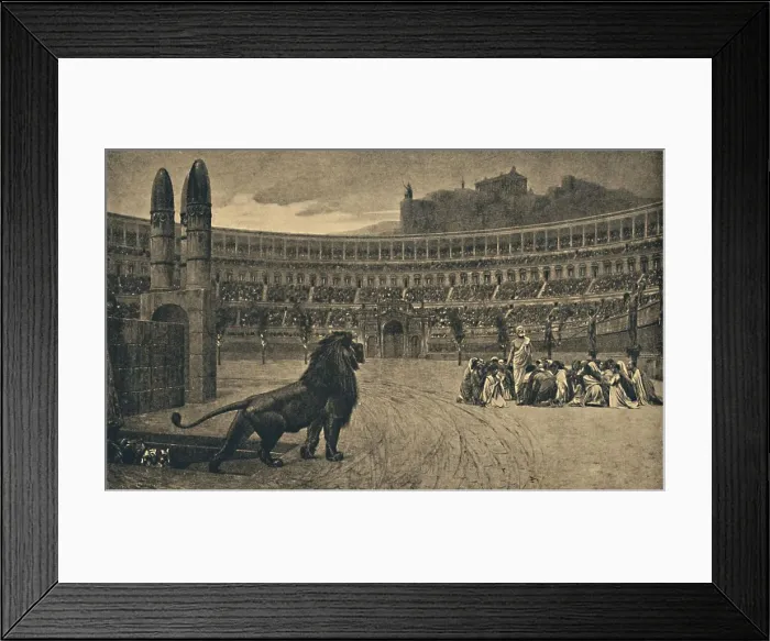 Framed Print : Roma - Circus Maximus - Last prayer of the Christians thrown to the wild animals, 1910 Framed Print : Roma - Circus Maximus - Last prayer of the Christians thrown to the wild animals, 1910