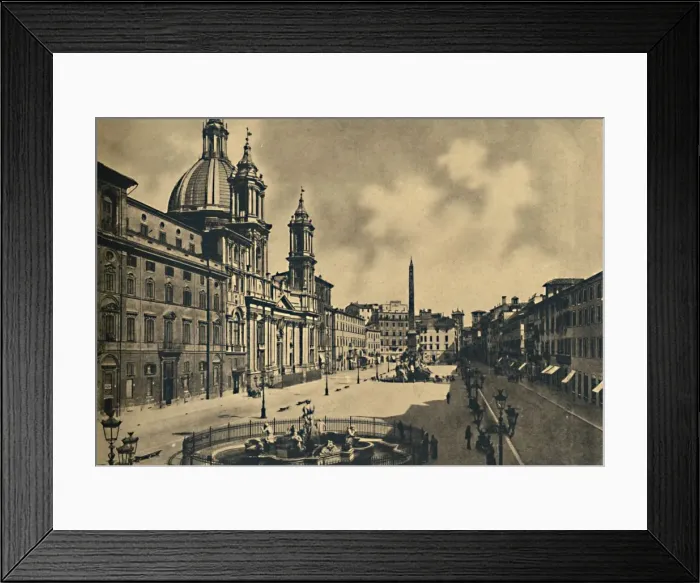 Framed Print : Roma - Circo Agonale - Church of St. Agnes - Fontains by Bernini, 1910 Framed Print : Roma - Circo Agonale - Church of St. Agnes - Fontains by Bernini, 1910