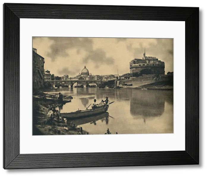 Framed Print : Roma - The Tiber - Castle and Bridge of S. Angelo. Dome of St. Peter s, 1910