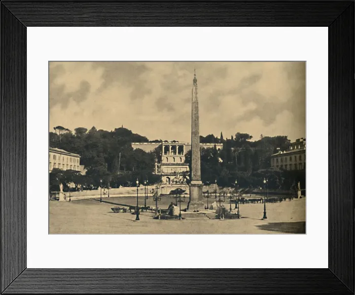 Framed Print : Roma - Obelisk, fountains and square of the Popolo. - Terraces of the Pincio public park, 1910 Framed Print : Roma - Obelisk, fountains and square of the Popolo. - Terraces of the Pincio public park, 1910