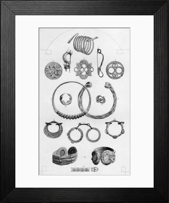 Framed Print : Celtic Relics. Personal Ornaments of Gold and Bronze, 1886. Artist: Charles Lawrie Framed Print : Celtic Relics. Personal Ornaments of Gold and Bronze, 1886. Artist: Charles Lawrie