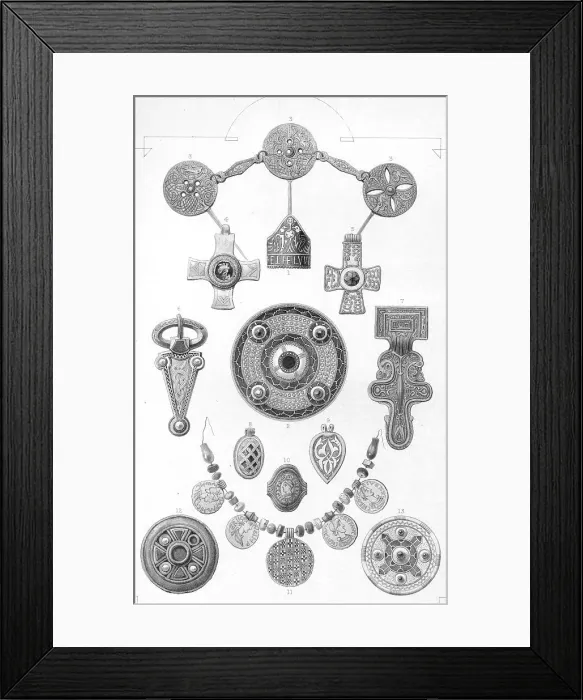 Framed Print : Anglo-Saxon Relics. Personal Ornaments of Gold and Bronze, 1886. Artist: Robert Anderson Framed Print : Anglo-Saxon Relics. Personal Ornaments of Gold and Bronze, 1886. Artist: Robert Anderson