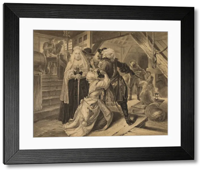 Framed Print : Arrest of Alice Lisle for sheltering fugitives from the Battle of Sedgemoor, 1685, 1886. Artist: Charles Lawrie Framed Print : Arrest of Alice Lisle for sheltering fugitives from the Battle of Sedgemoor, 1685, 1886. Artist: Charles Lawrie