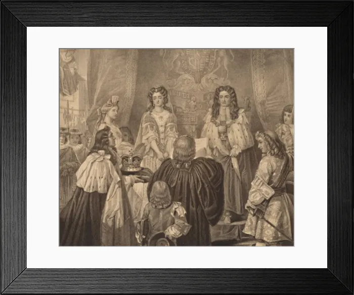Framed Print : The Crown Offered to William and Mary, 1689, 1886. Artist: Herbert Bourne Framed Print : The Crown Offered to William and Mary, 1689, 1886. Artist: Herbert Bourne