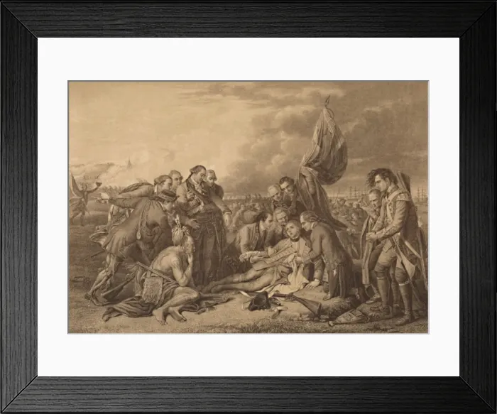 Framed Print : The Death of General Wolfe on the Heights of Abraham, Quebec, 13th September 1759, 1886. Artist: Thomas Brown Framed Print : The Death of General Wolfe on the Heights of Abraham, Quebec, 13th September 1759, 1886. Artist: Thomas Brown