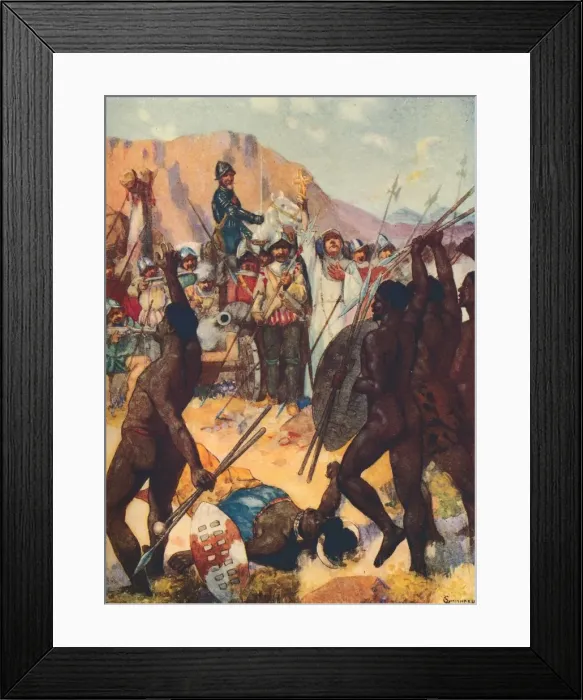Framed Print : Barreto Fights the Kafirs, 1909. Artist: GS Smithard Framed Print : Barreto Fights the Kafirs, 1909. Artist: GS Smithard