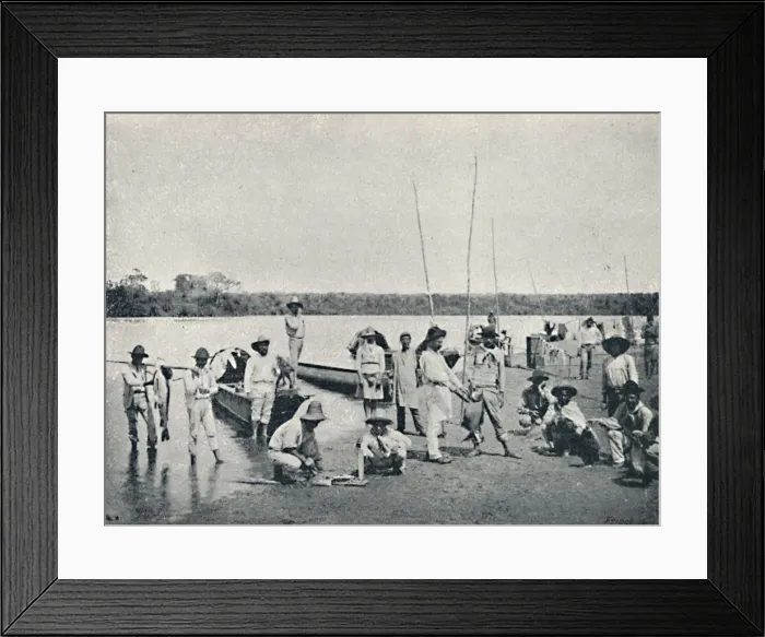 Framed Print : Pesca no Rio Grande, 1895. Artist: Francisco Henszler Framed Print : Pesca no Rio Grande, 1895. Artist: Francisco Henszler