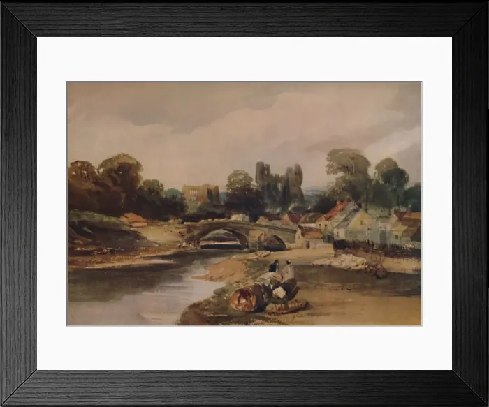Framed Print : A Village on a River, c1824, (1935). Artist: Peter de Wint Framed Print : A Village on a River, c1824, (1935). Artist: Peter de Wint
