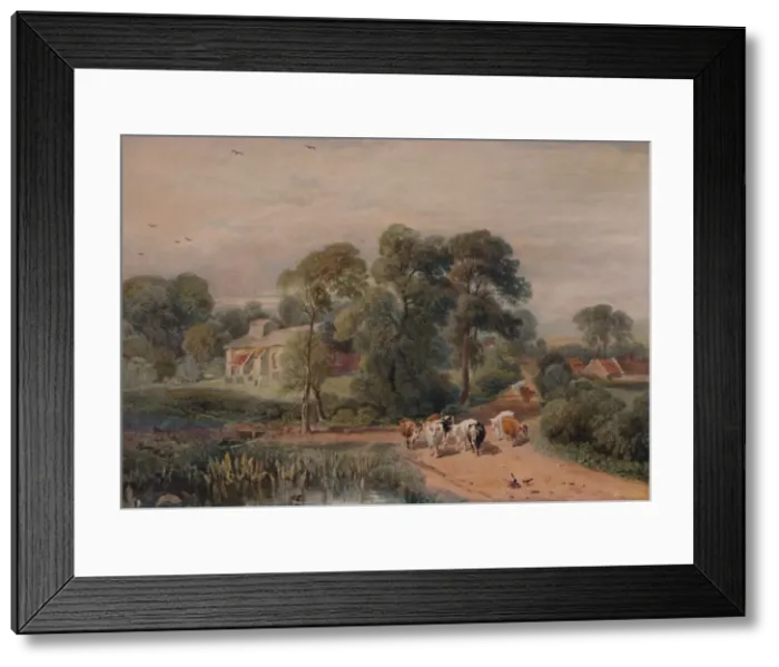 Framed Print : Road Scene with Cattle, 19th century, (1935). Artist: Peter de Wint Framed Print : Road Scene with Cattle, 19th century, (1935). Artist: Peter de Wint