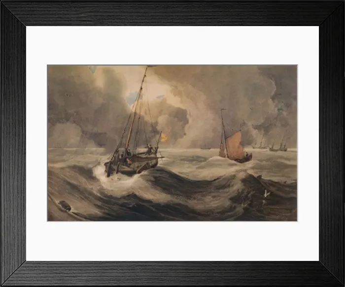 Framed Print : Dutch Schuyts off Flushing, 19th century, (1935). Artist: Francois Louis Thomas Francia