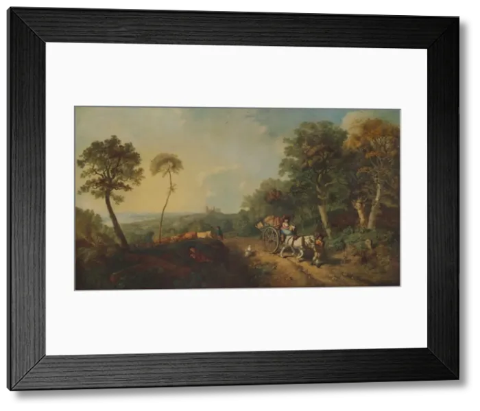 Framed Print : Landscape with Market Cart, 18th century, (1935). Artist: Thomas Gainsborough Framed Print : Landscape with Market Cart, 18th century, (1935). Artist: Thomas Gainsborough