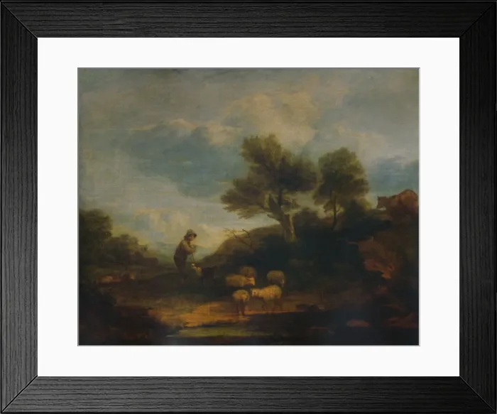 Framed Print : Landscape with Sheep, 18th century, (1935). Artist: Thomas Gainsborough Framed Print : Landscape with Sheep, 18th century, (1935). Artist: Thomas Gainsborough